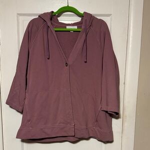 J. Jill Dusty Mauve Hooded Sweatshirt made w/organically grown cotton
